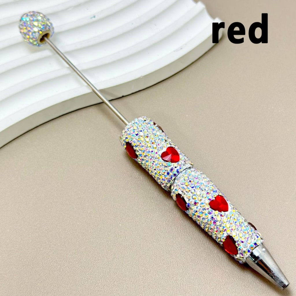 Beadable Clay Pens with Colorful Heart Rhinestones Mini AB Rhinestones Covered the Entire Pen