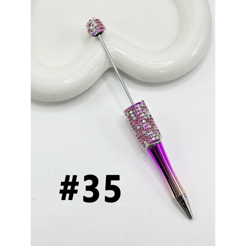 DIY Beadable Pen with Multi-Color Rhinestone Chain in Solid Colors