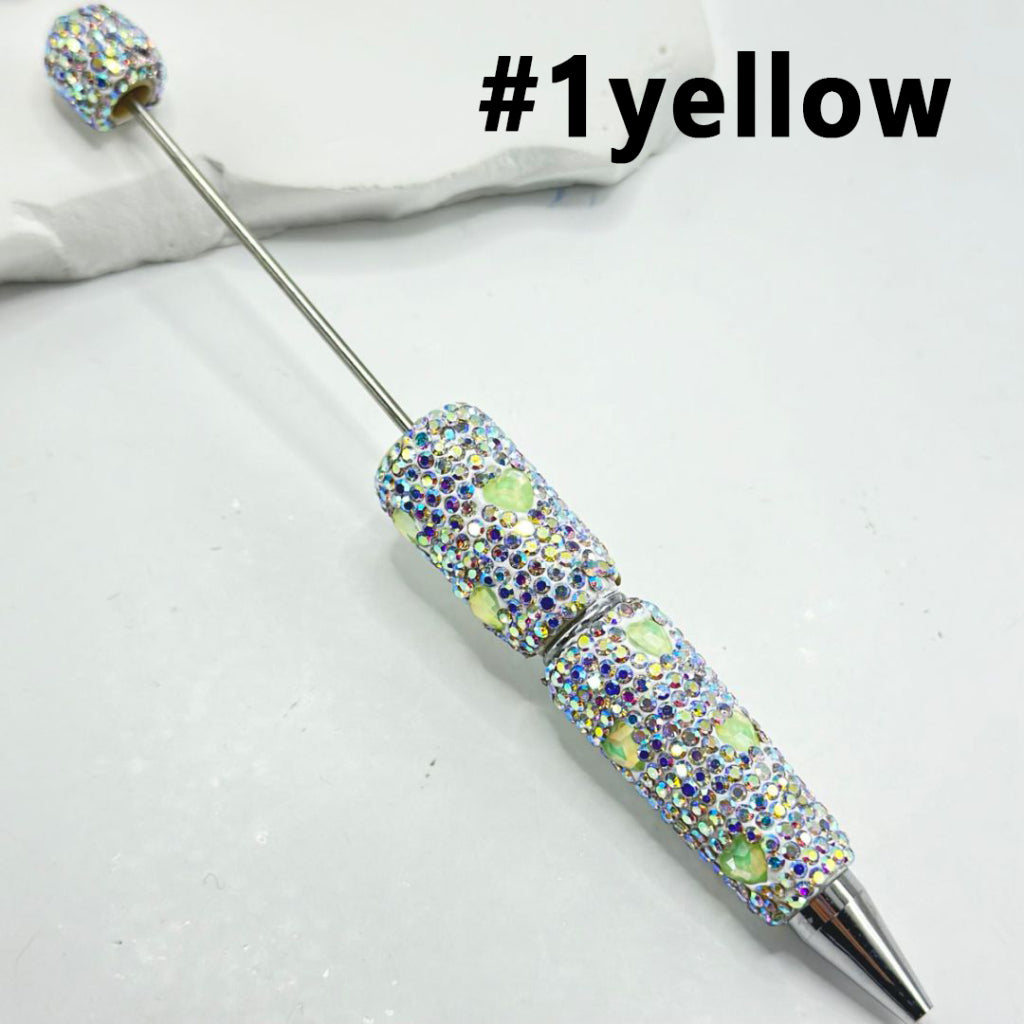 Beadable Clay Pens with Multi-Color Hearts Mini AB Rhinestones Covered the Entire Pen