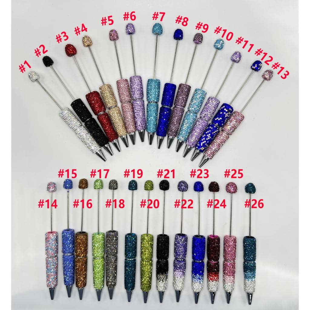 Beadable Pens with Clay Rhinestones Covered the Entire Pen