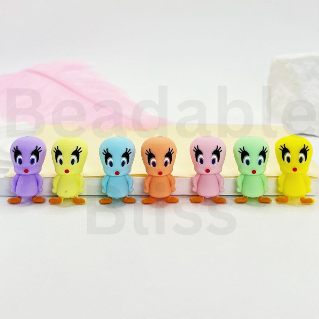 3D Cute Vivid Tweety Bird Cartoon Silicone Focal Beads