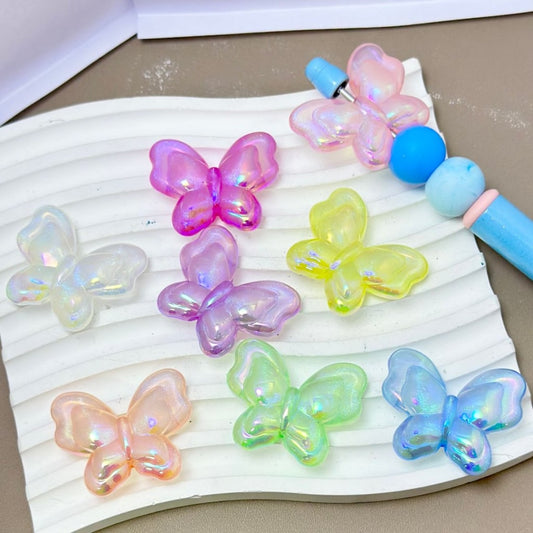 UV Finish Shiny Glittery Butterfly Acrylic Beads, Around 34*28MM, Please Read the Description