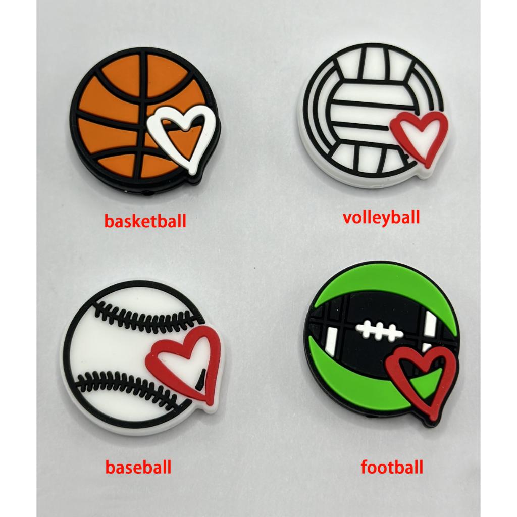 Sports Balls Football Basketball Volleyball Baseball Softball Silicone Focal Beads Random Mix