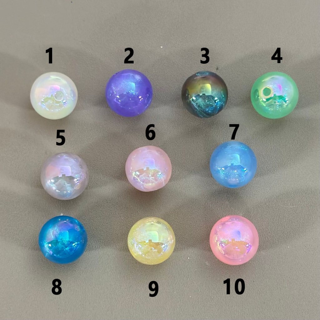 Bling Bling Shiny Glittery Colorful Round Acrylic Beads, 16MM, Please Read the Description