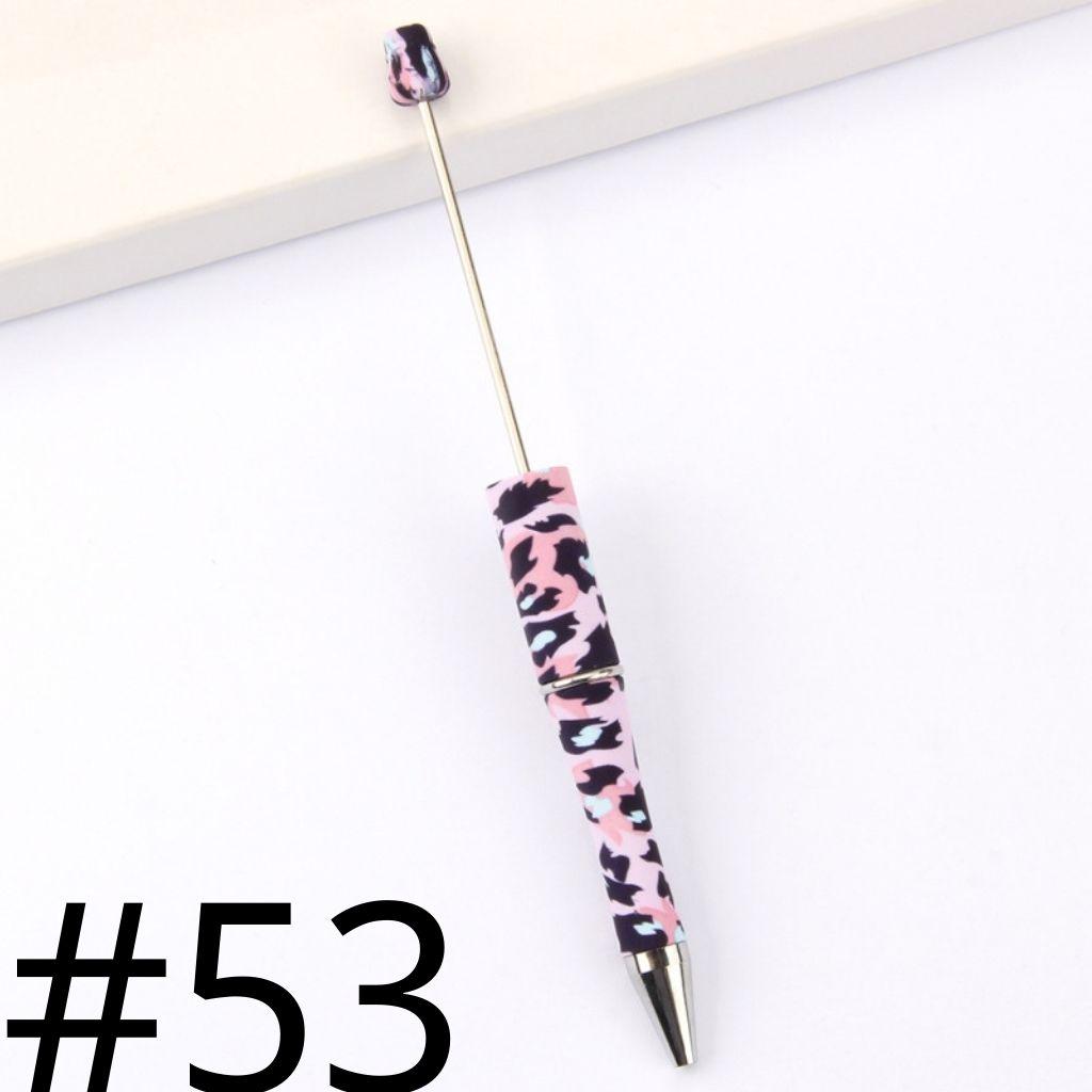 Pink  and Black Jaguar Printed Beadable Pens Print Number 53