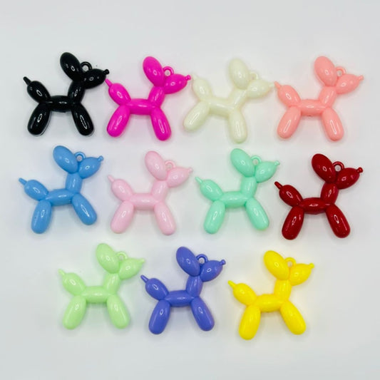 Vivid Cute Solid Color Balloon Puppy Dog Acrylic Beads Pendants, Around 47*47MM