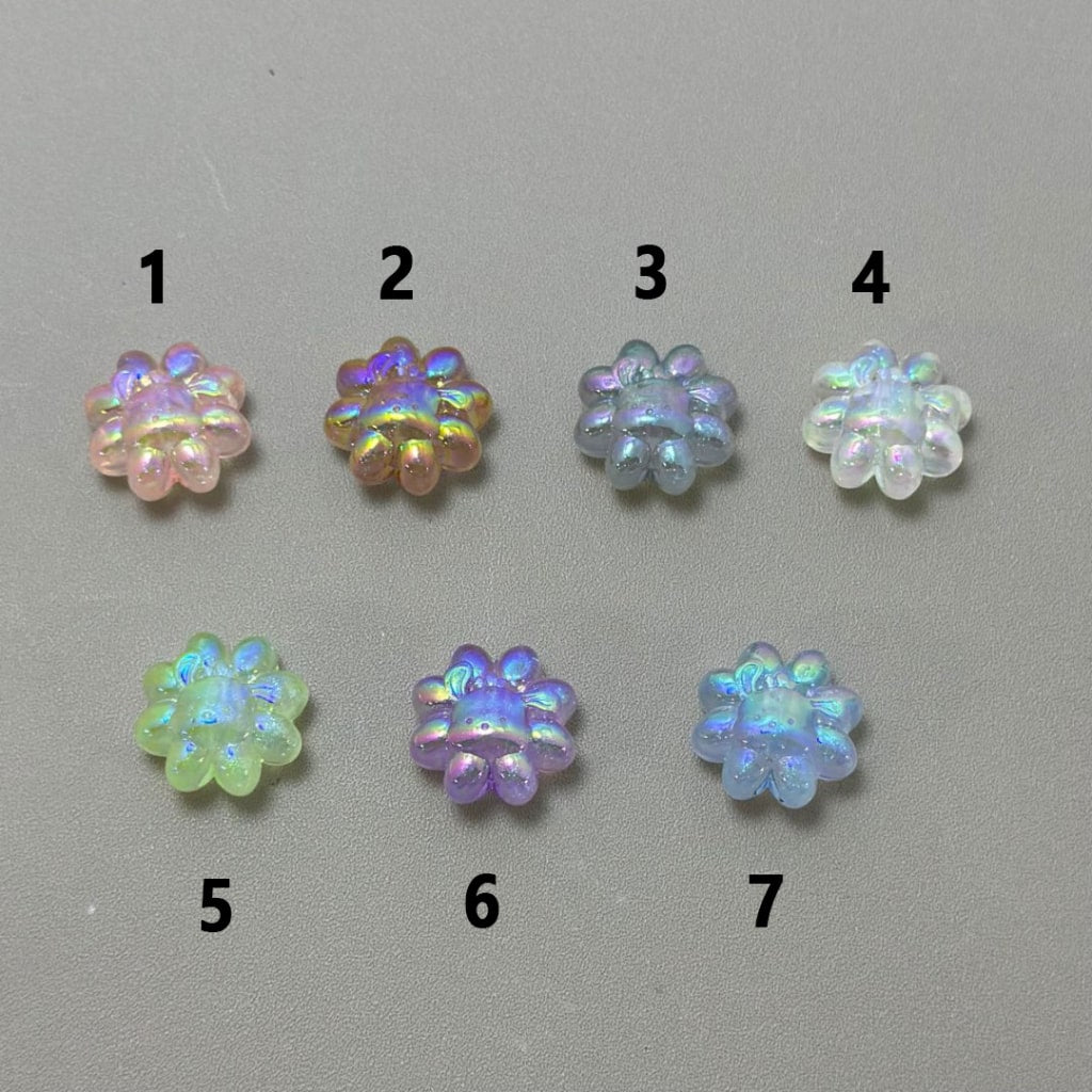 Luminous UV Finish Cute Sanri Pochacc Flower Round Acrylic Beads, Around 20MM, Please Read the Description