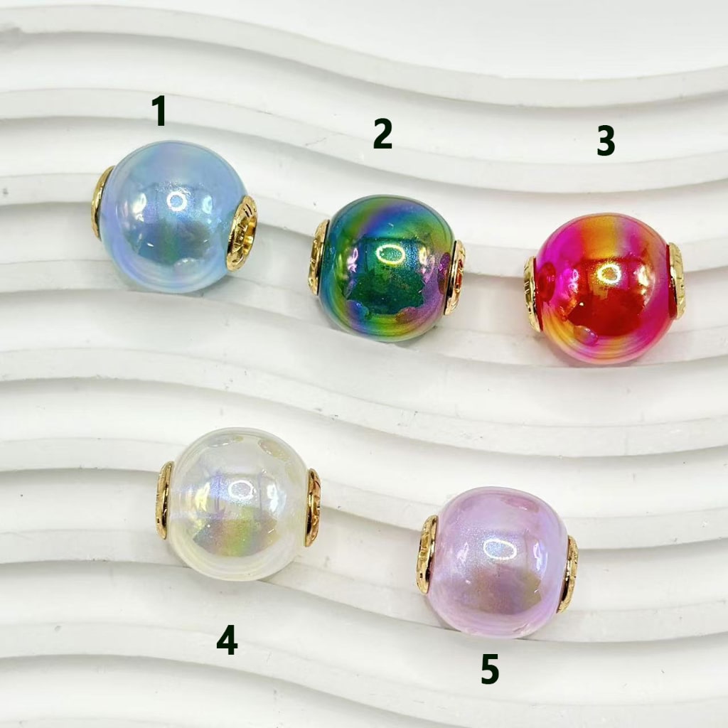 UV Finish Glittery Colorful Round Acrylic Beads, 20MM, Please Read the Description