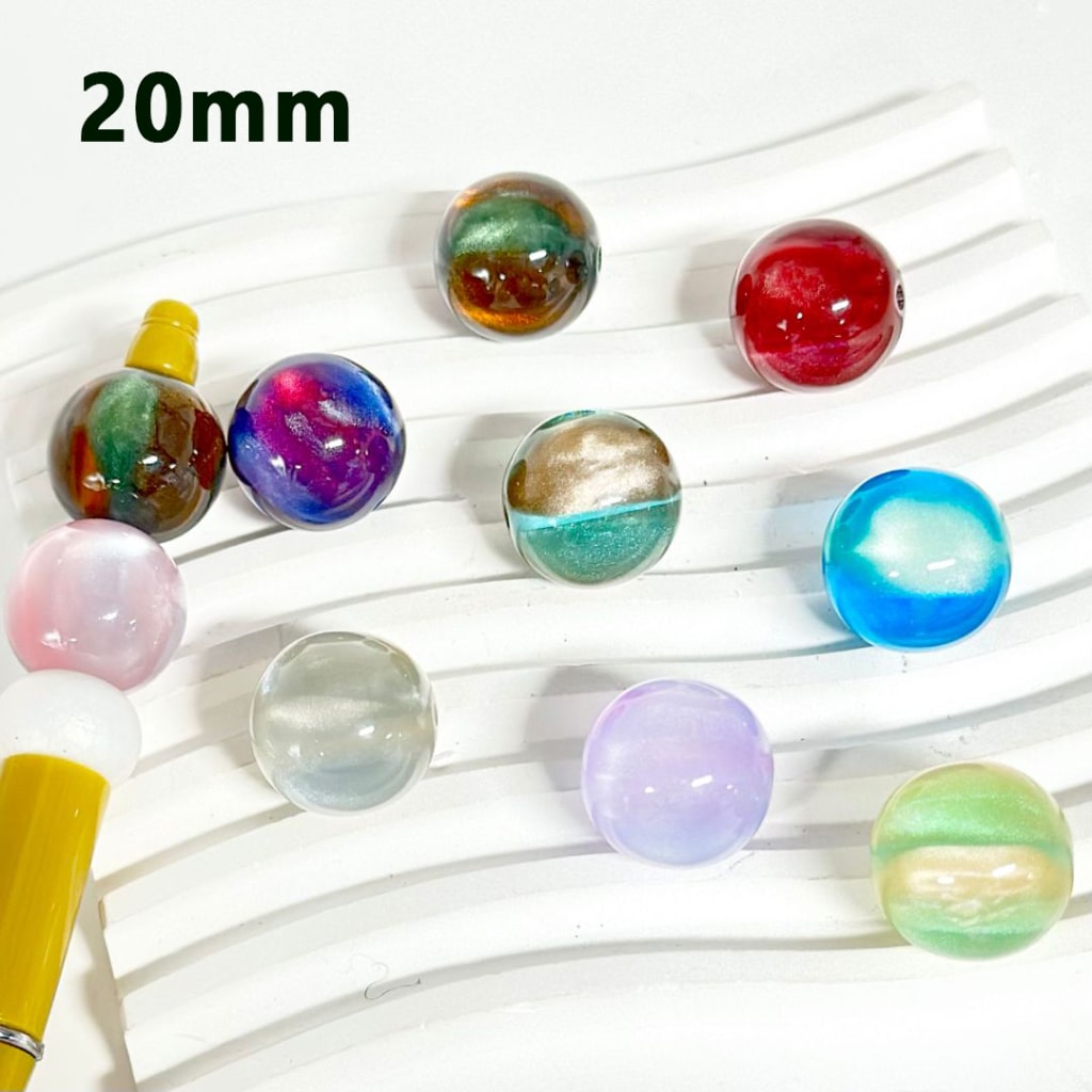 Vivid Galaxy Glitter Colorful Round Acrylic Beads, 20MM, Please Read the Description