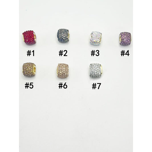 Square Shape Clay Spacer with Rhinestones in Solid Colors, 8MM by 12MM