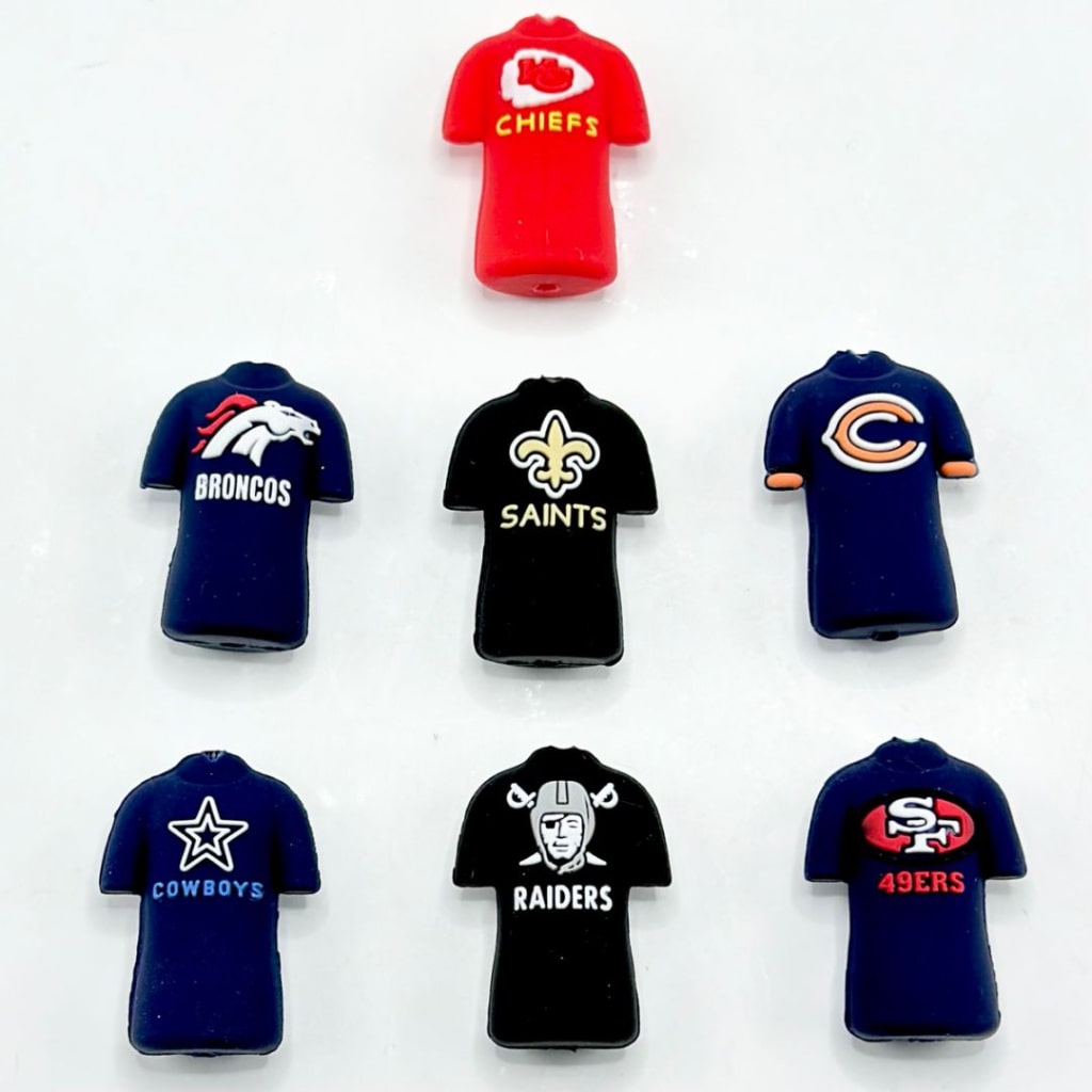 USA America Football Team Shirt Jersey Uniform Kansas Chie Dallas Cowbo San Francisco 49e Denver Bronc New Orleans Sain Chicago Bea Las Vegas Raide Silicone Focal Beads