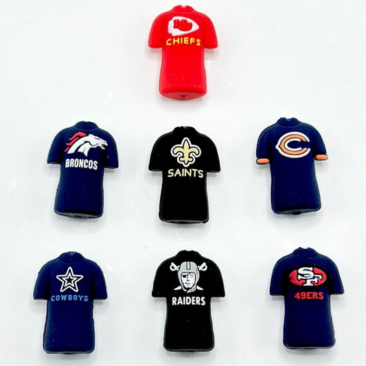 USA America Football Team Shirt Jersey Uniform Kansas Chie Dallas Cowbo San Francisco 49e Denver Bronc New Orleans Sain Chicago Bea Las Vegas Raide Silicone Focal Beads