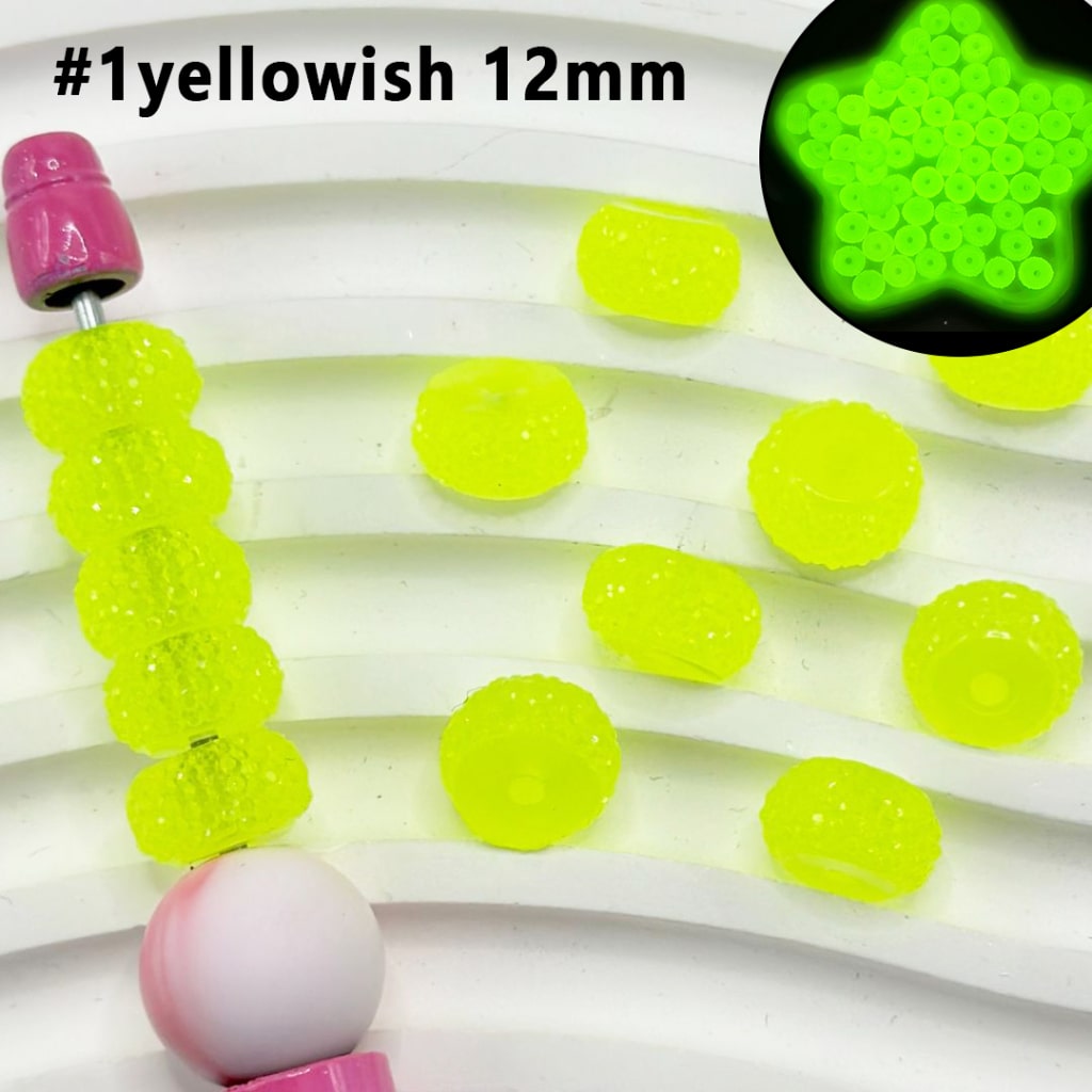 Luminous Colorful Wheel Acrylic Beads with Sugar Spacer Texture on Side, 12mm