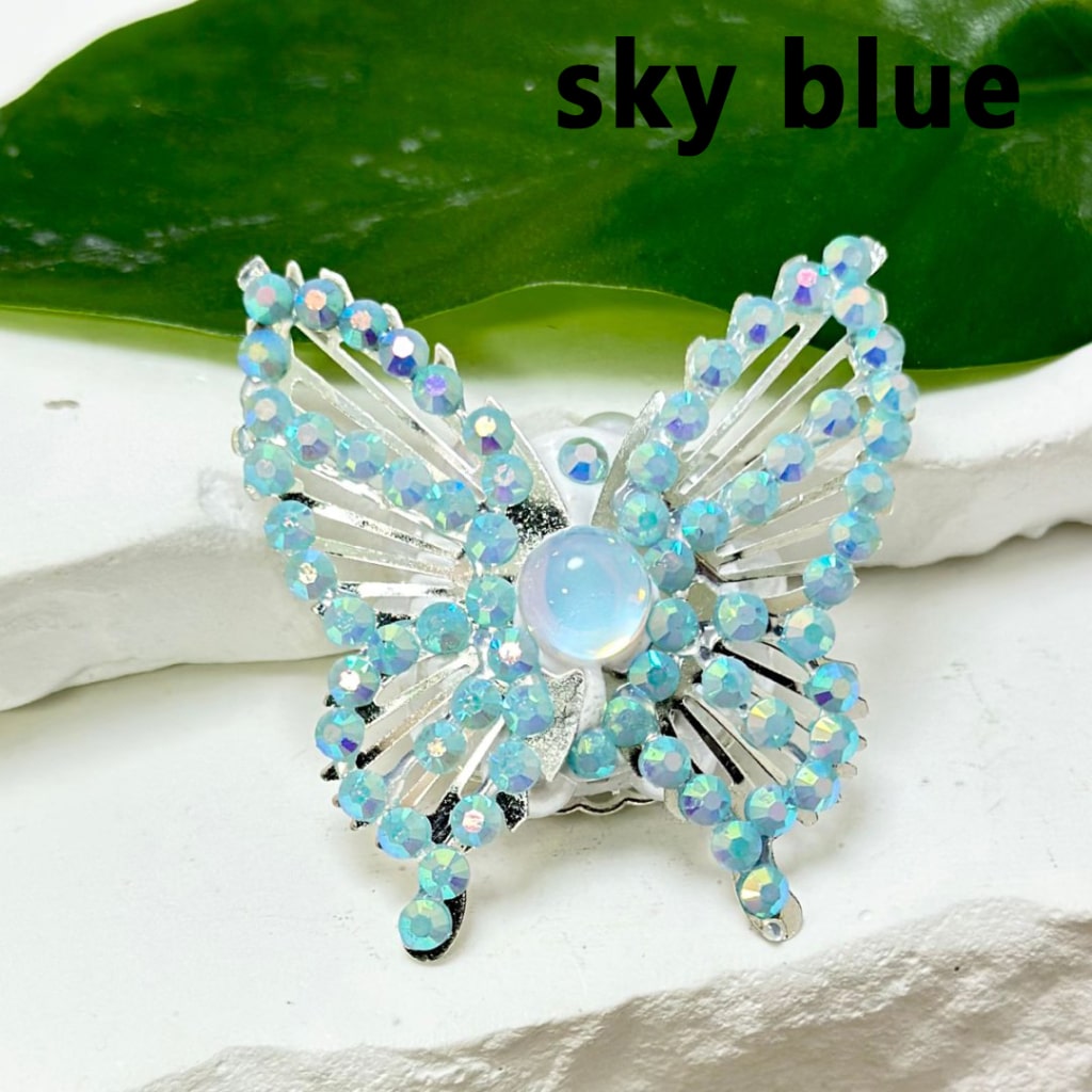 Bling Bling Fancy Silver Alloy Butterfly with Colorful Mini Rhinestones White Pearls Colorful Mini Butterfly Rhinestone Clay Beads,  Around 42*44MM