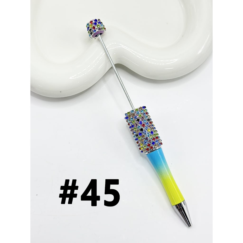 DIY Beadable Pen with Multi-Color Rhinestone Chain in Solid Colors