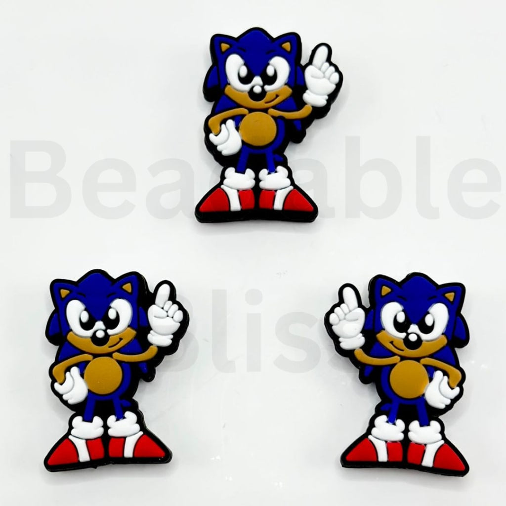 Blue Cute Hedgehog Soni Silicone Focal Beads