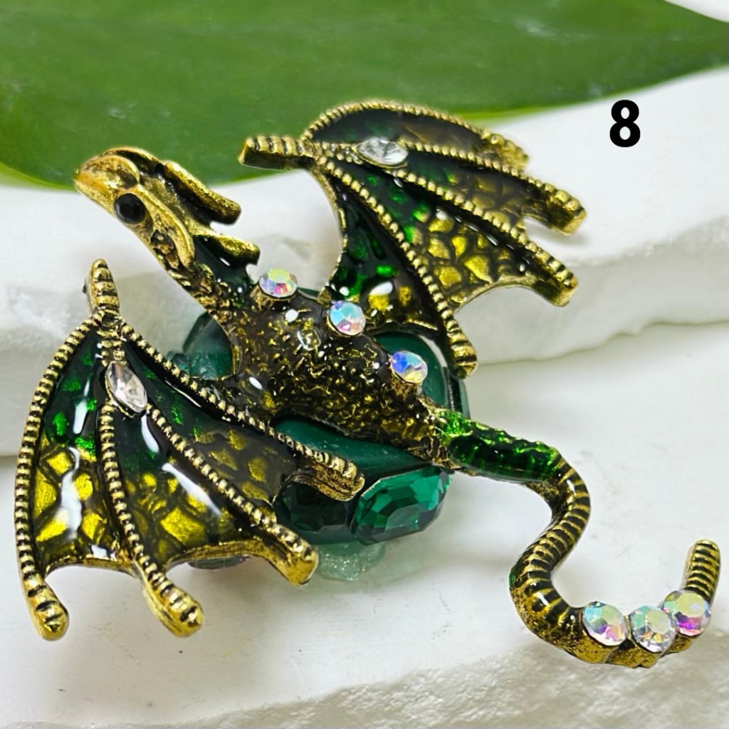 Exquisite Fancy Colorful Alloy Pterosaur Dragon with Mini AB Rhinestones White Pearls Hearts Butterflies Mini Flowers Clay Beads, Around 60*66MM