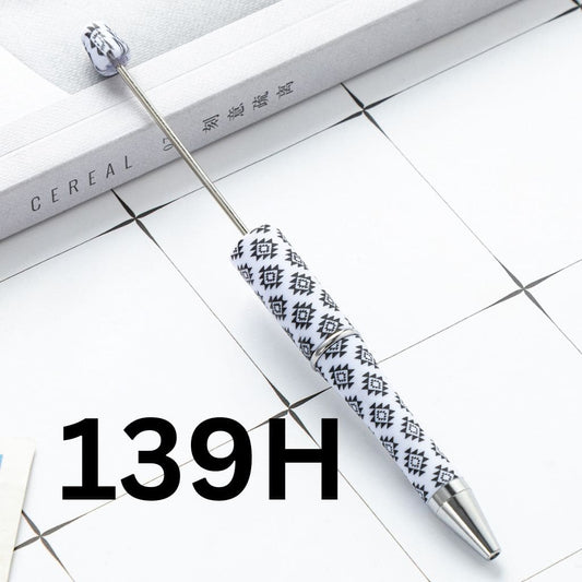 White and Black Aztec Printed Beadable Pens Number 139H