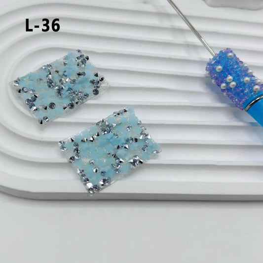 DIY Bling Bling Wraps Tapes with Cone Shape Clear Rhinestones Blue Stars for Pen, Around 40*28MM, 78pcs in 1 Sheet, Please Read the Description