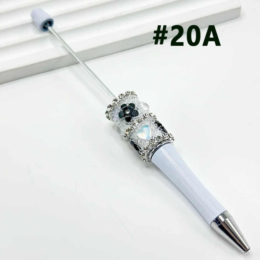 DIY Beadable Pen with Clear Rhinestone Chain Mini Cute Flowers Clear Hearts in Solid Color