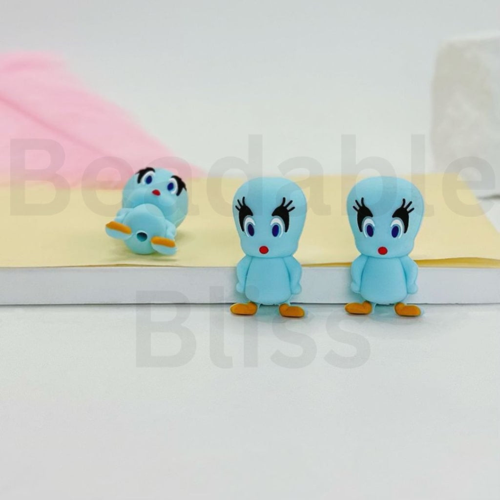 3D Cute Vivid Tweety Bird Cartoon Silicone Focal Beads