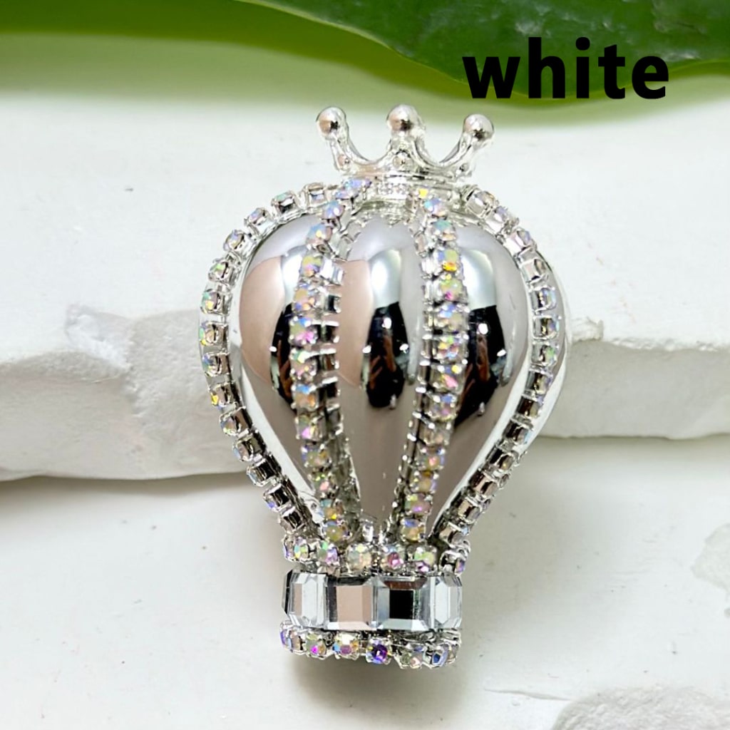 Metallic Color Hot Air Balloon Acrylic Beads with Silver Alloy Crown AB Rhinestones Chains, Around 36*25MM