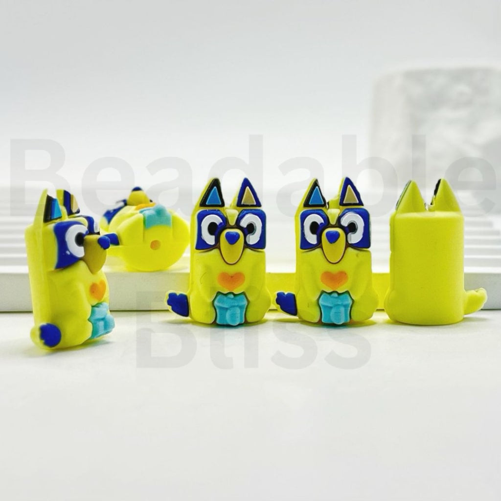 3D Mini Cute Blue Dog Puppy Silicone Focal Beads