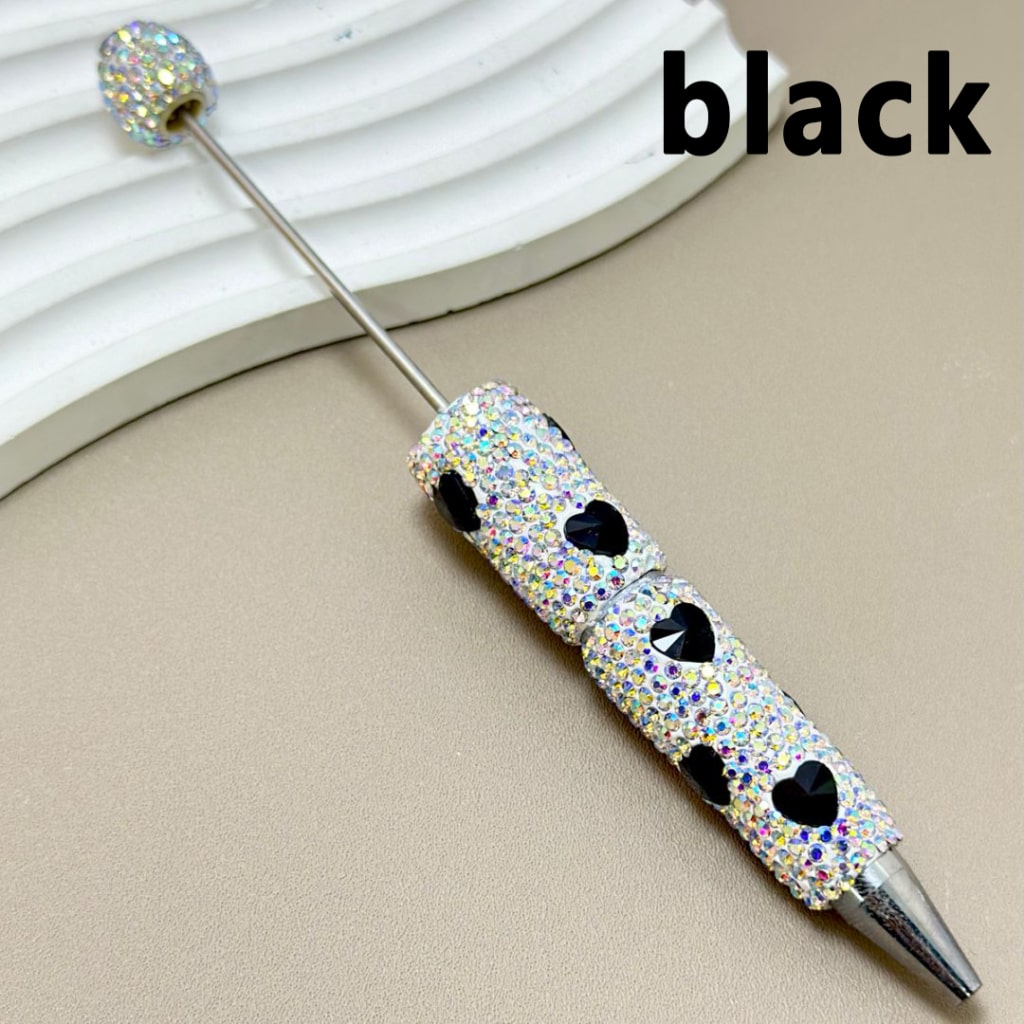 Beadable Clay Pens with Colorful Heart Rhinestones Mini AB Rhinestones Covered the Entire Pen