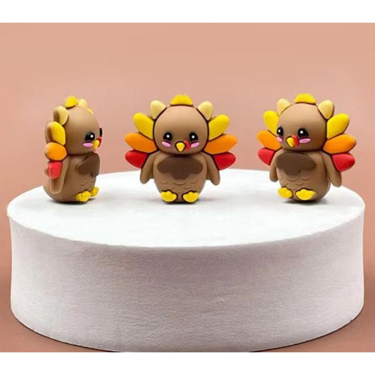 3D Vivid Cute Turkey Thanksgiving Silicone Focal Beads