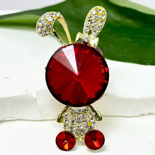 Bling Bling Fancy Gold Alloy Bunny Rabbit with Mini Clear Rhinestones Large Shiny Red Color Coniform Rhinestone Mini Butterfly Heart Flower Oval Pearls Clay Beads, Around 56*28MM