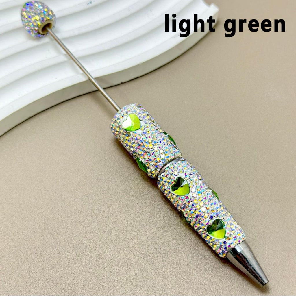 Beadable Clay Pens with Colorful Heart Rhinestones Mini AB Rhinestones Covered the Entire Pen