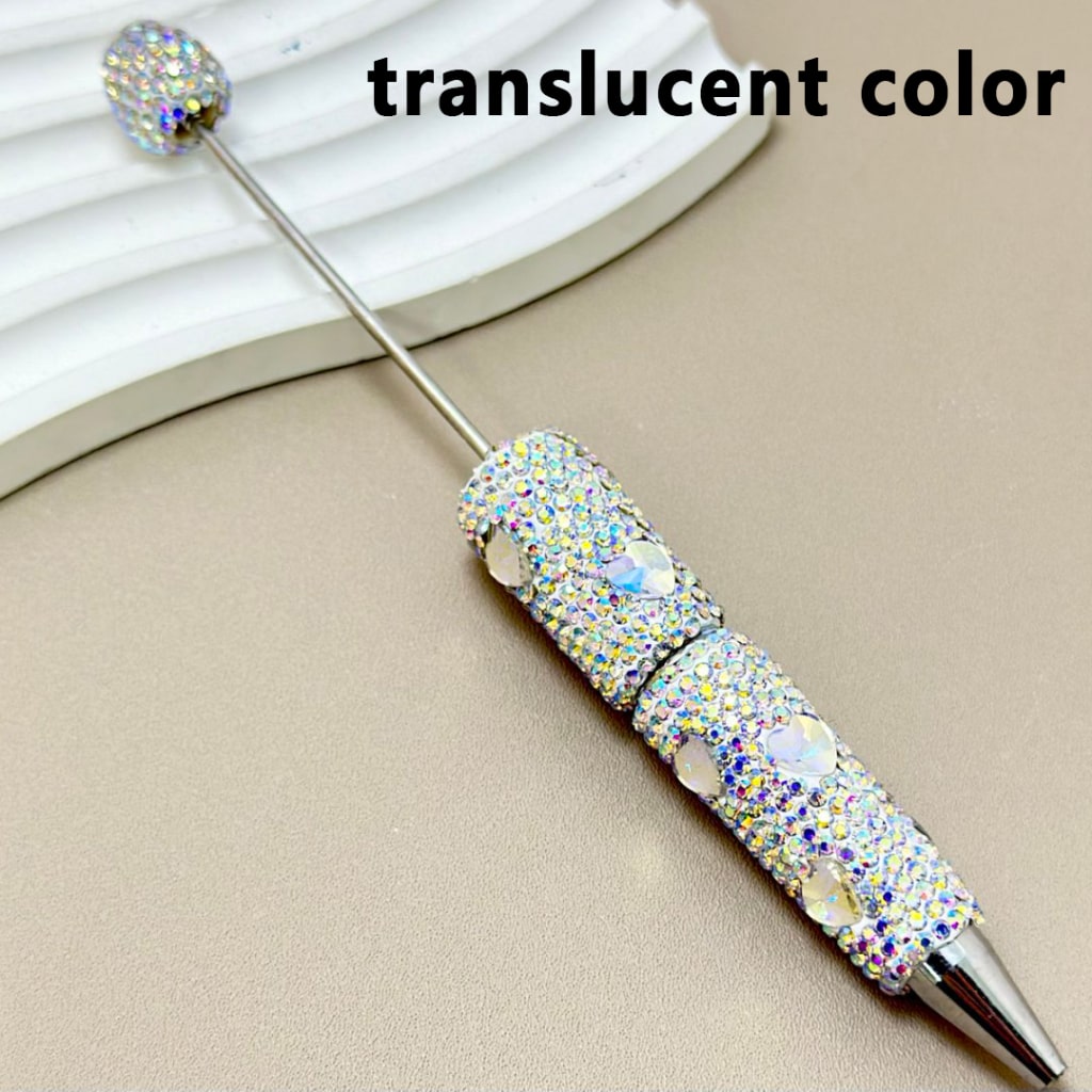 Beadable Clay Pens with Colorful Heart Rhinestones Mini AB Rhinestones Covered the Entire Pen