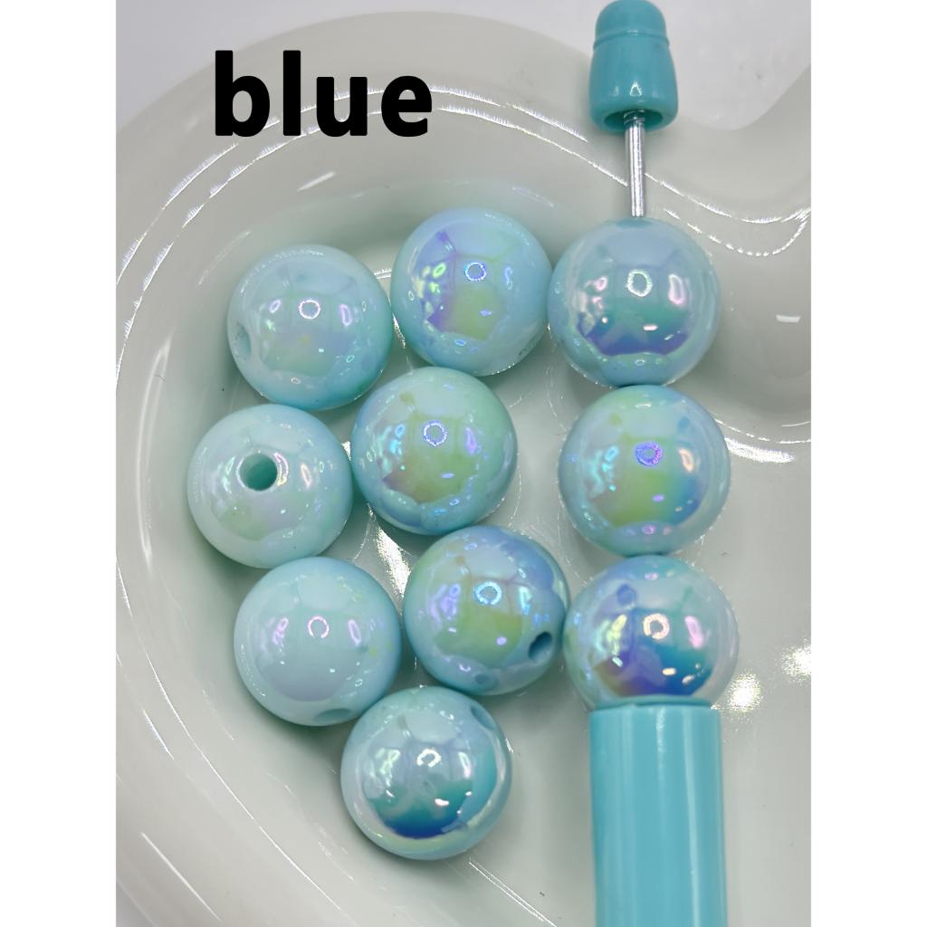 Candy Color Pastel Color Acrylic Beads with UV Plating, Glow in the Dark Luminous, 16mm, Random Mix Color, YT