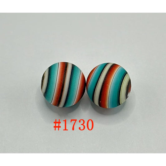 Colorful Swirl Planet Stripes Round Printed Silicone Beads, 15mm, Number 1730