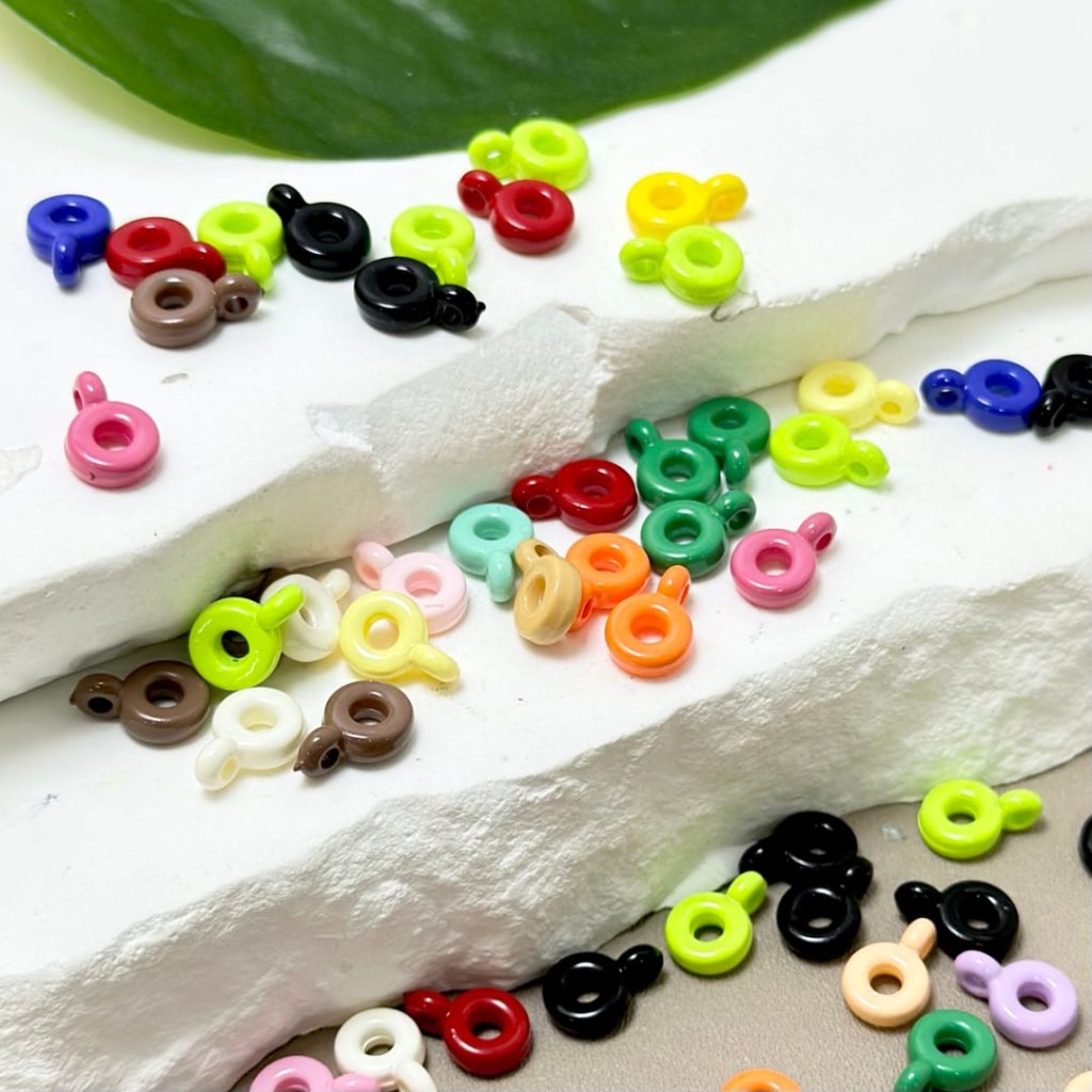 Solid Color Mini Cute Loop Ring Acrylic Beads, Around 10MM, Please Read the Description