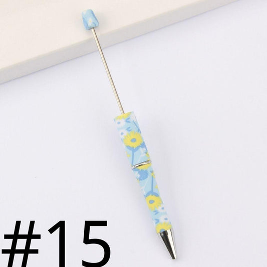 Sky Blue Floral with Sunflower Printed Beadable Pens Number 15