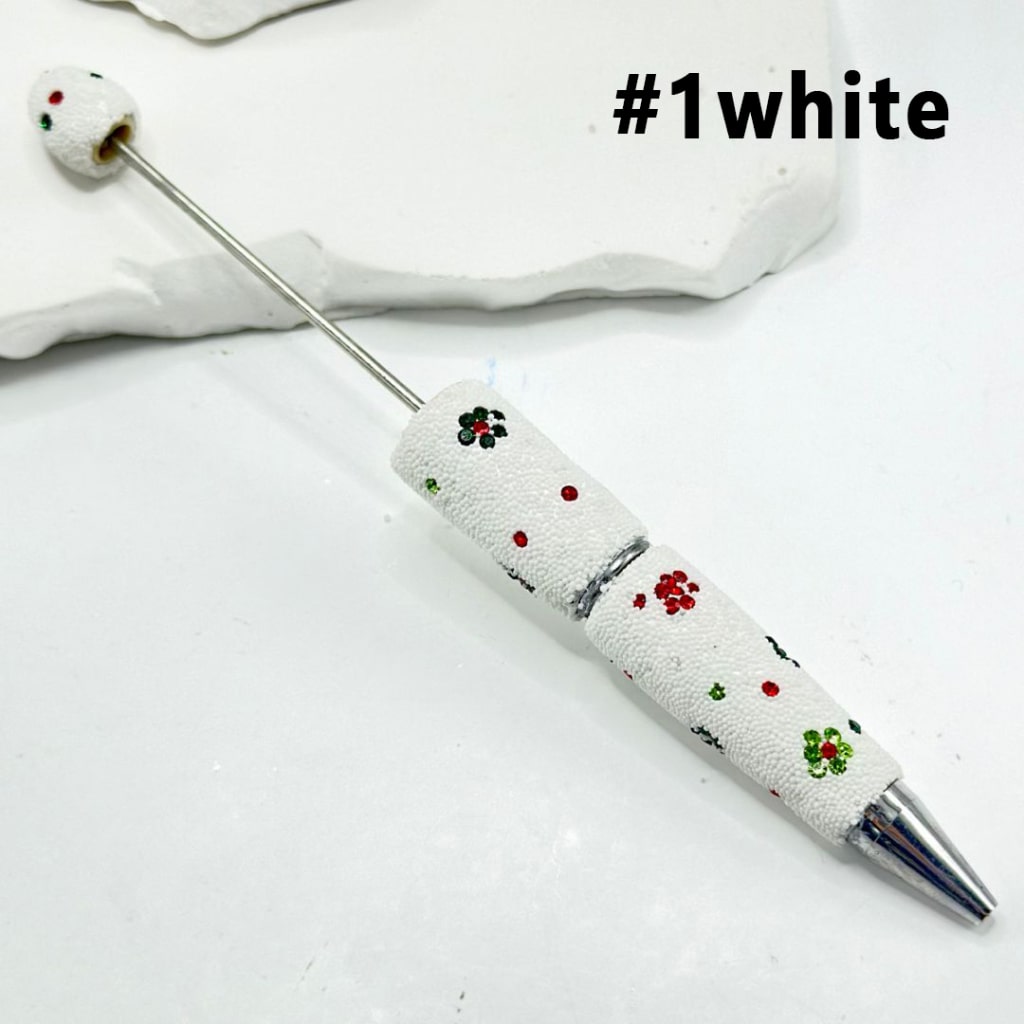 Beadable Clay Pens with Cute Flowers Mini Rhinestones Covered the Entire Pen