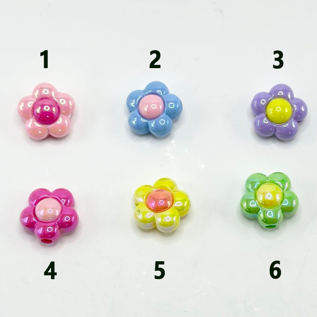 Bling Bling Shiny Colorful Mini Cute Flowers Acrylic Beads, 16MM, Please Read the Description