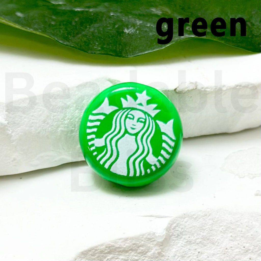 Coffee Round Sign Flat Acrylic Beads 17mm