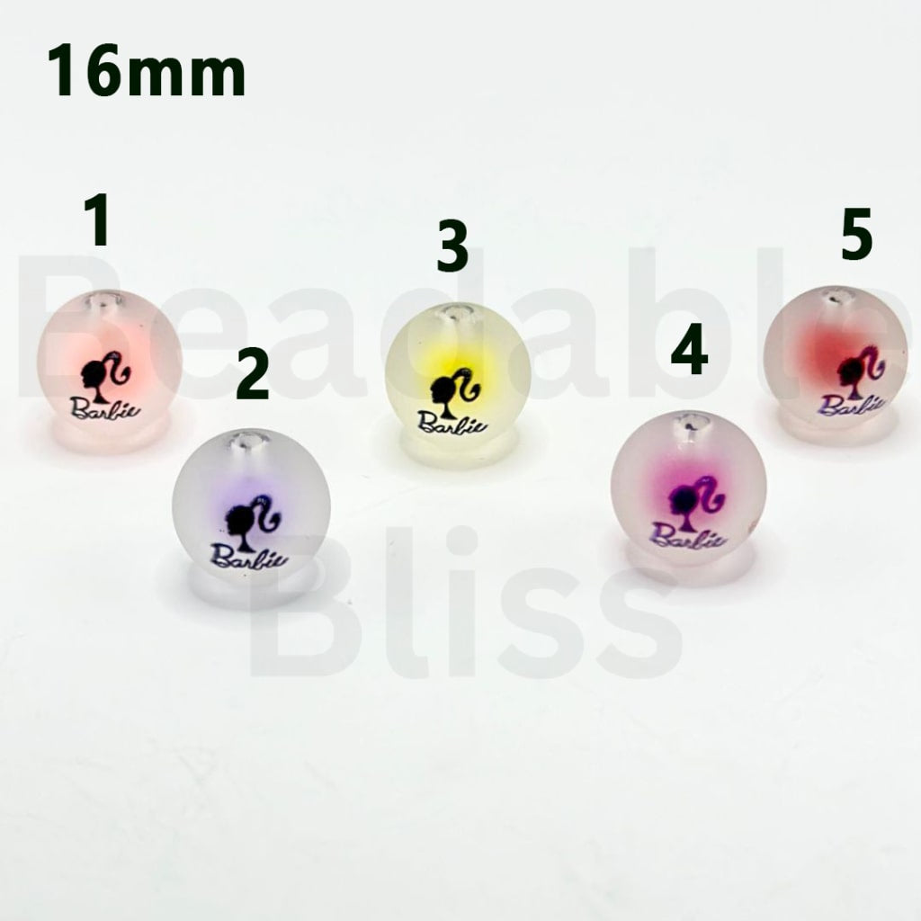 Fashion Girl Lady Barbi Translucent Frosted Round Acrylic Beads Small Beads Inside, 16MM, Please Read the Description