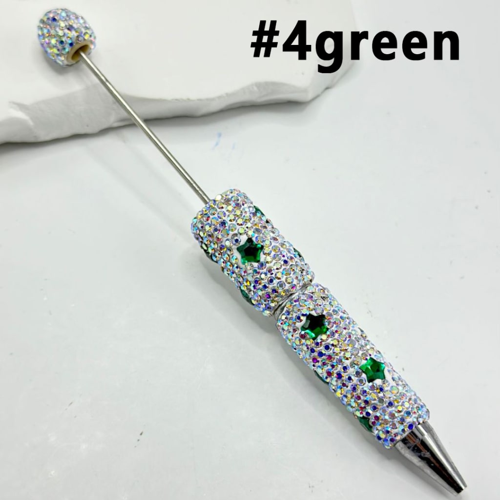 Beadable Clay Pens with Multi-Color Stars Mini AB Rhinestones Covered the Entire Pen