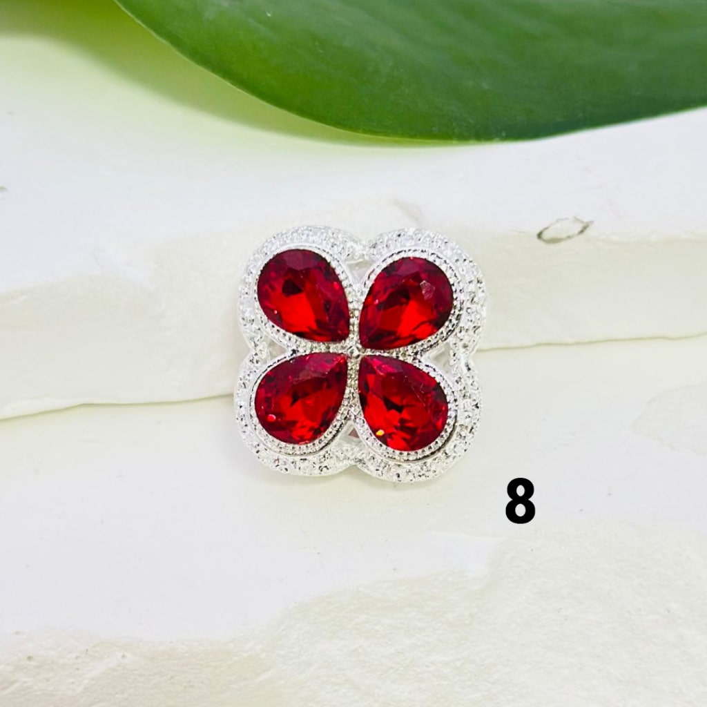 Exquisite Fancy Hollow Silver Alloy Four-Leaf Clover Beads with Colorful Shiny Rhinestones, Around 19*19MM