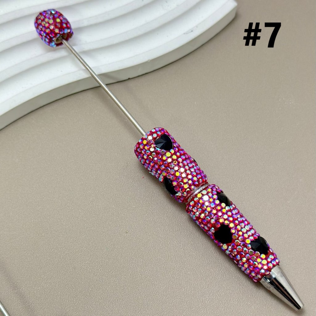 Beadable Clay Pens with Colorful Hearts & AB Rhinestones Covered the Entire Pen