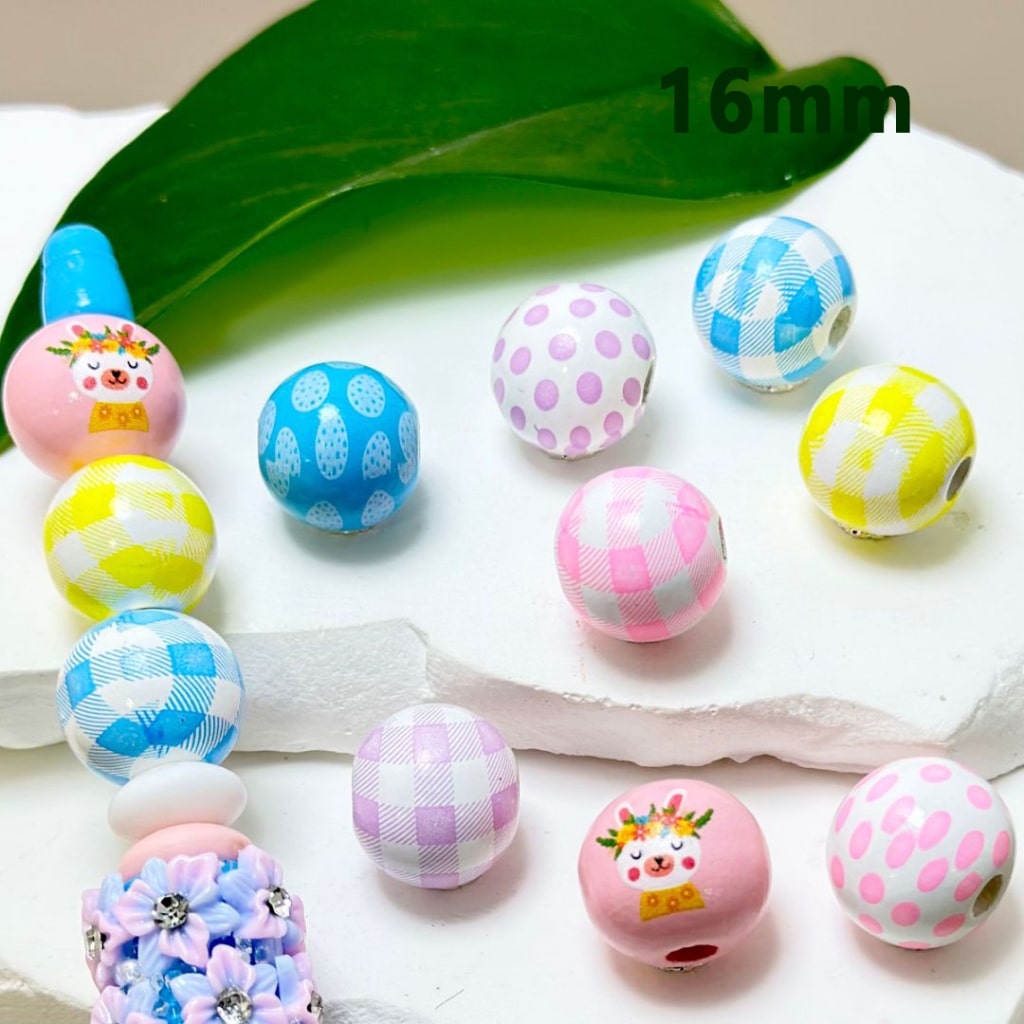 Cute Colorful Easter Round Wooden Beads, 16MM, Please Read the Description