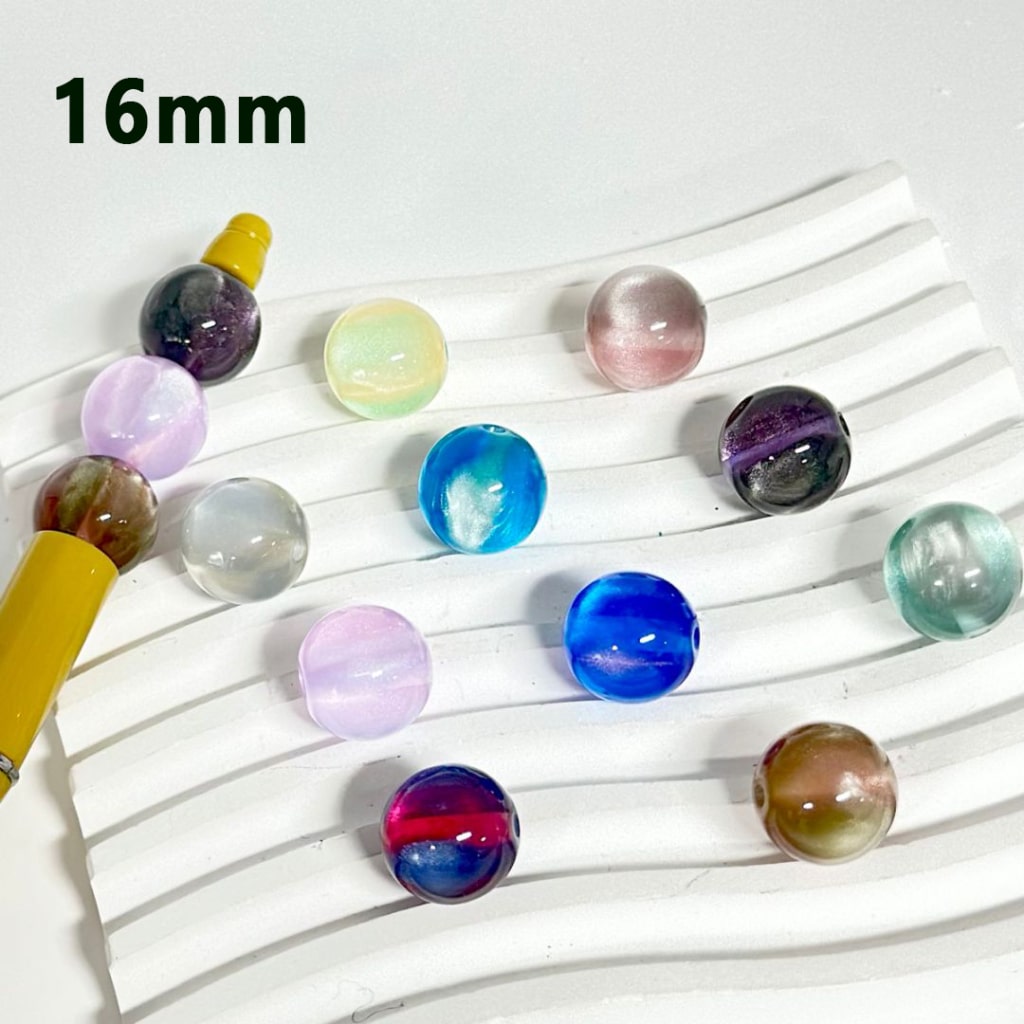 Galaxy Abstract Design Translucent Colorful Round Acrylic Beads, 16MM