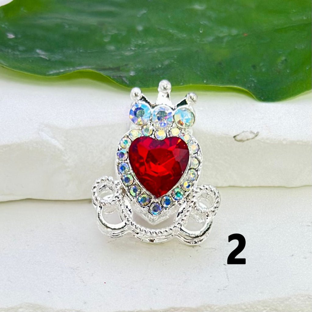 Bling Bling Silver Alloy Heart Crown with Mini AB Rhinestones Colorful Heart Rhinestones Beads, Around 26*22MM