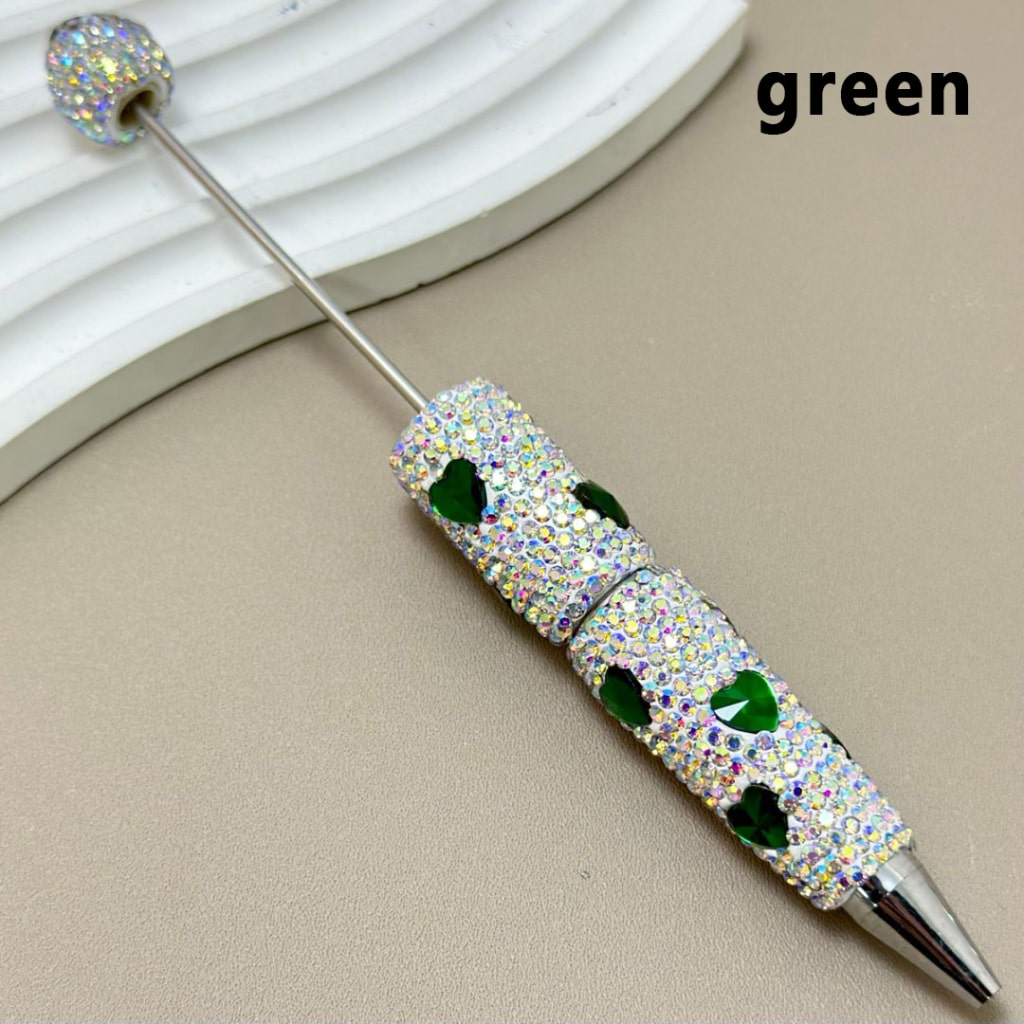 Beadable Clay Pens with Colorful Heart Rhinestones Mini AB Rhinestones Covered the Entire Pen