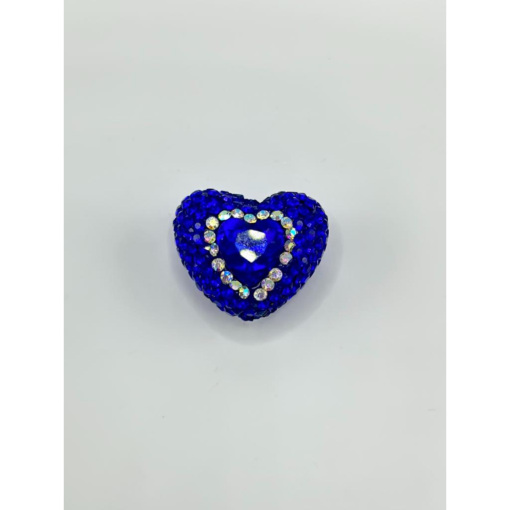 Bling Bling Sparkling Heart Clay Beads with Colorful Rhinestones, 20mm by 26mm