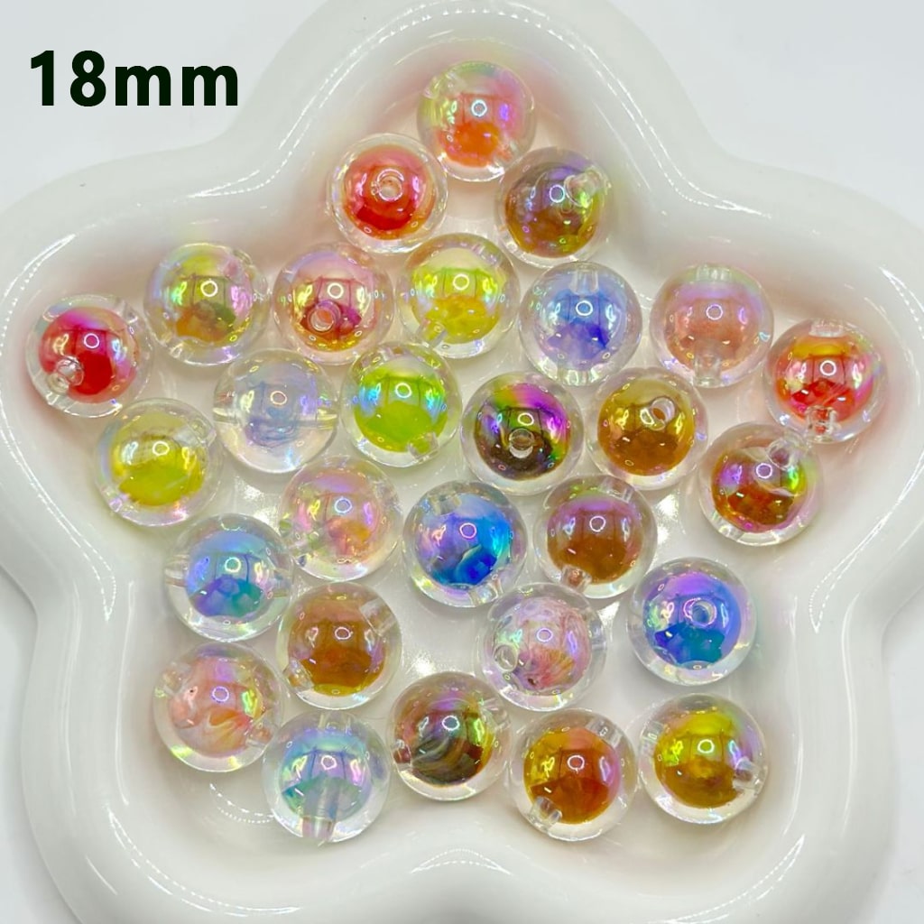 Colorful Double Layer Clear Acrylic Beads, Random Mix Color