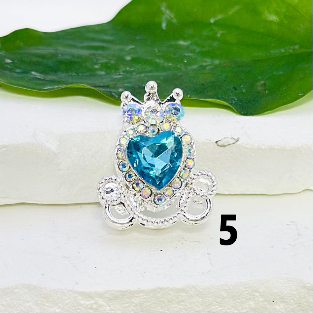 Bling Bling Silver Alloy Heart Crown with Mini AB Rhinestones Colorful Heart Rhinestones Beads, Around 26*22MM